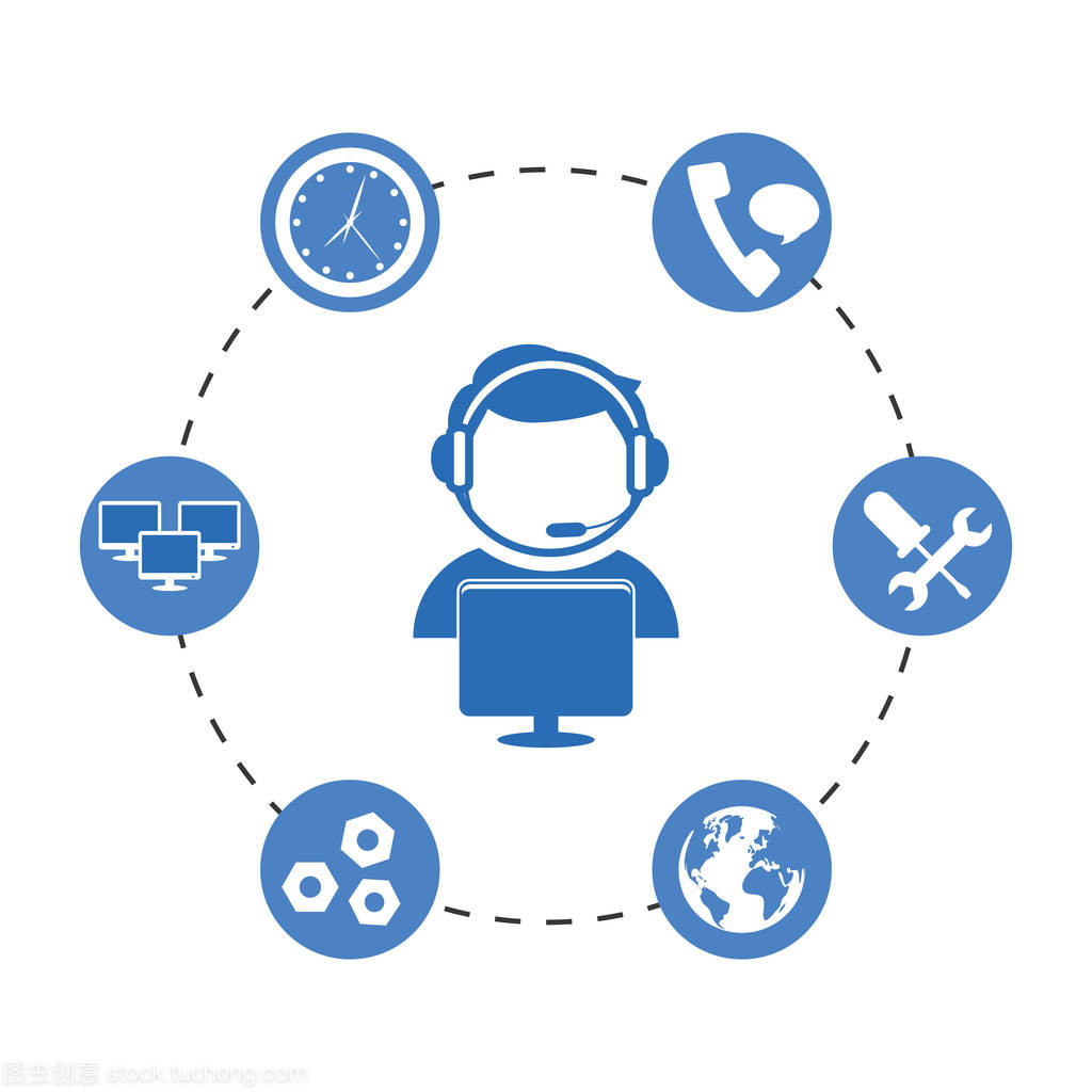技術服務與電話中心圖標 高效溝通的視覺橋梁